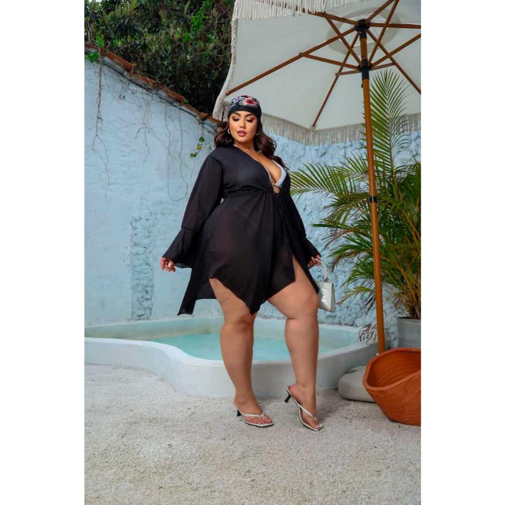 Saida de Praia Bico Plus Moda Verão Praia Blog Fashion Top 2025 em Oferta na Shopee