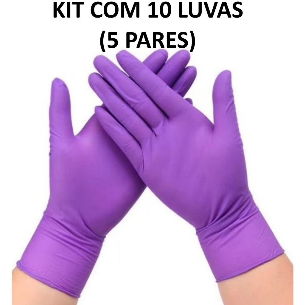 UNIGLOVES - KIT Com 10 (5 Pares) - Luvas Procedimento Látex Roxa Purple - Baixo Teor de Pó - Anvisa em Oferta na Shopee