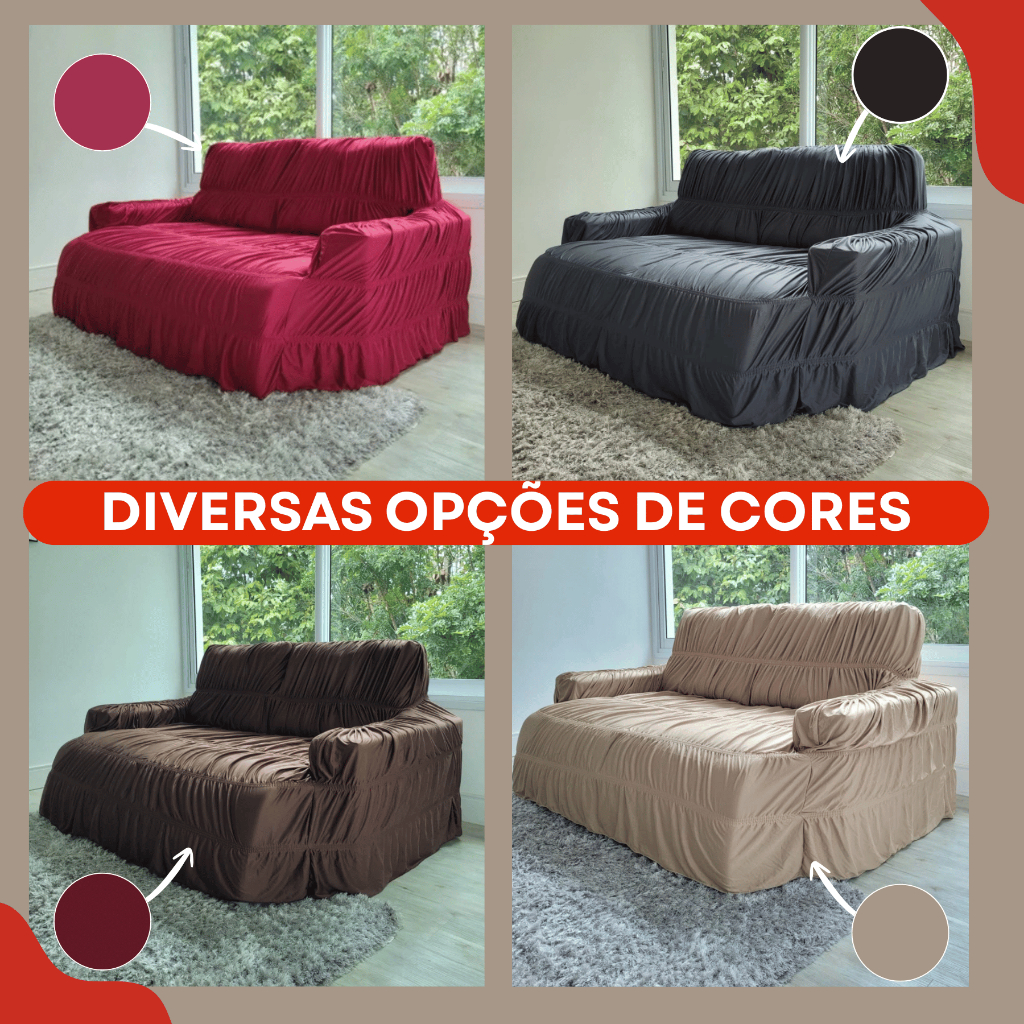 Capa Para Sofá Extensível Retrátil ou Reclinável Lugares Diversos Tamanhos e Cores em Oferta na Shopee