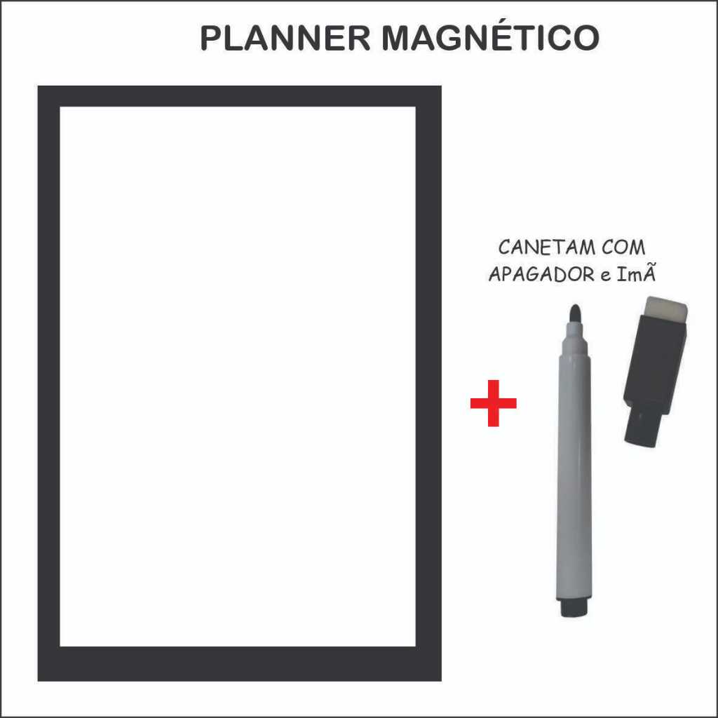 Imã de Geladeira Planner Liso com Caneta com Apagador na Ponta em Oferta na Shopee