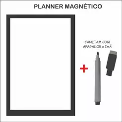 Imã de Geladeira Planner Liso com Caneta com Apagador na Ponta