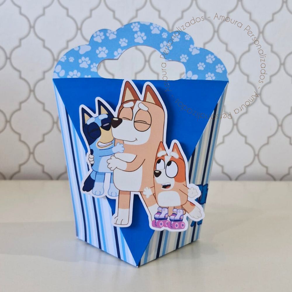 CAIXA TRIANGULOVE PERSONALIZADA PARA LEMBRANCINHAS BLUEY MENINO |CAIXINHA FESTA INFANTIL ANIVERSARIO