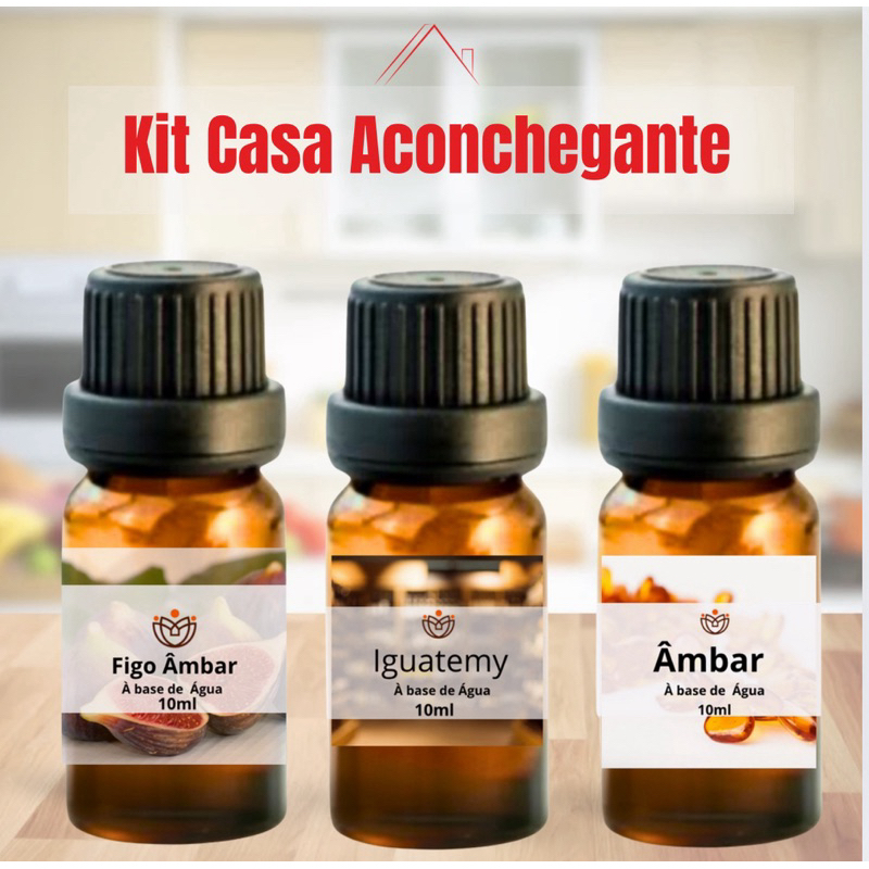 Kit Casa Aconchegante  3 Essências a base de Água para umidificador e difusor de ambiente