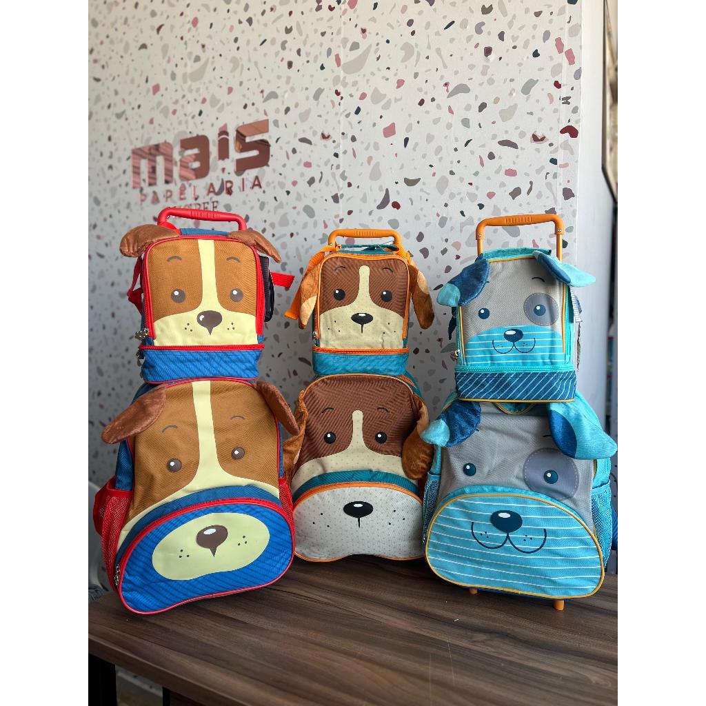 Kit Mochila de Rodinhas 13' e Lancheira Térmica Clio Pets Cachorro Escolar