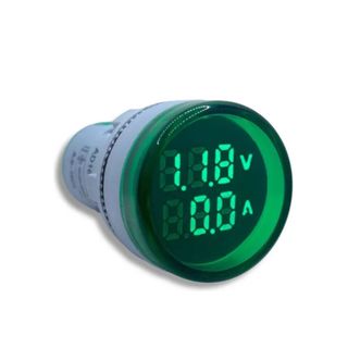 Amperímetro Voltímetro Digital Sinaleiro 100a 22mm Verde Ac
