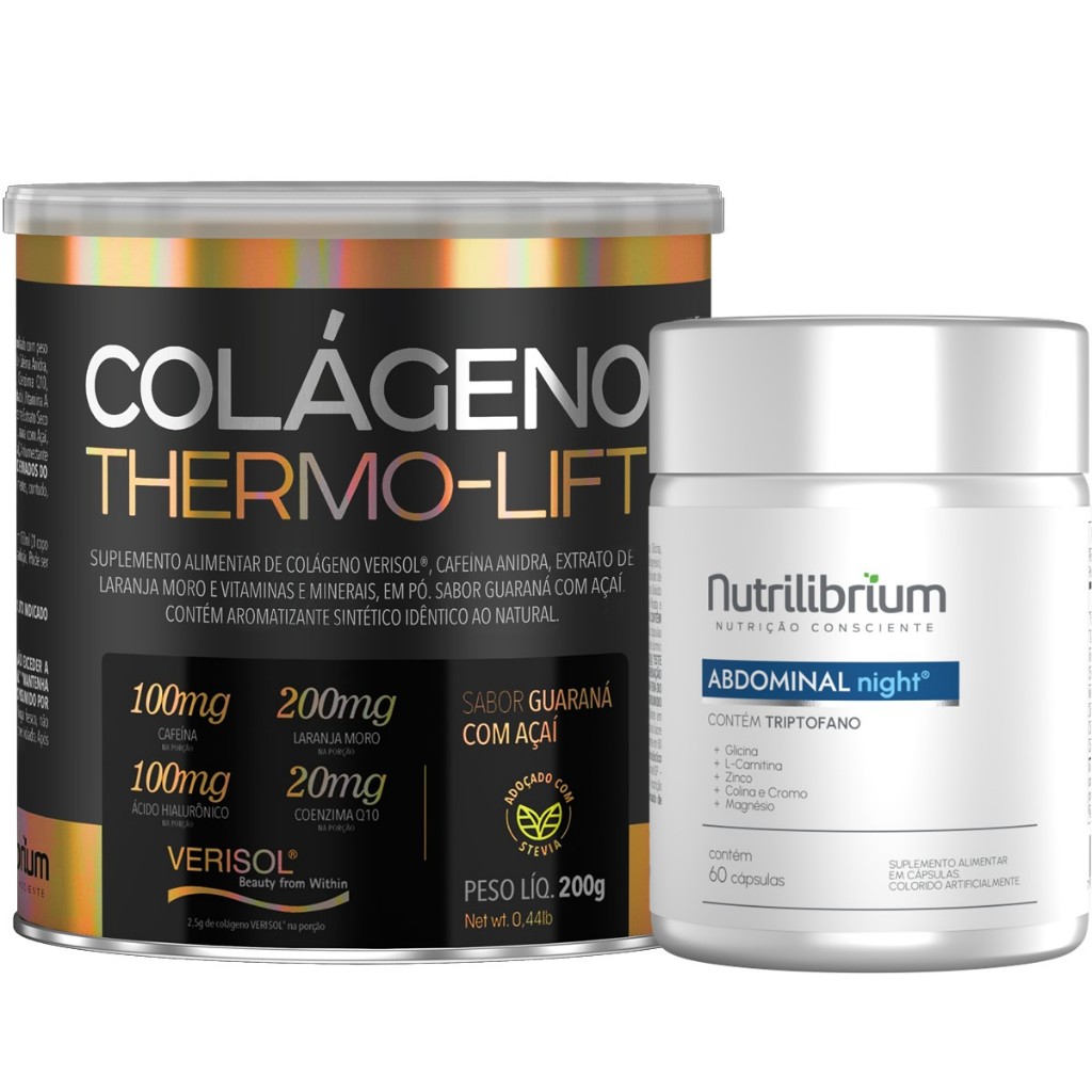 Kit Colágeno Verisol Thermo Lift 200g + Abdominal Noite 60 Caps Nutrilibrium