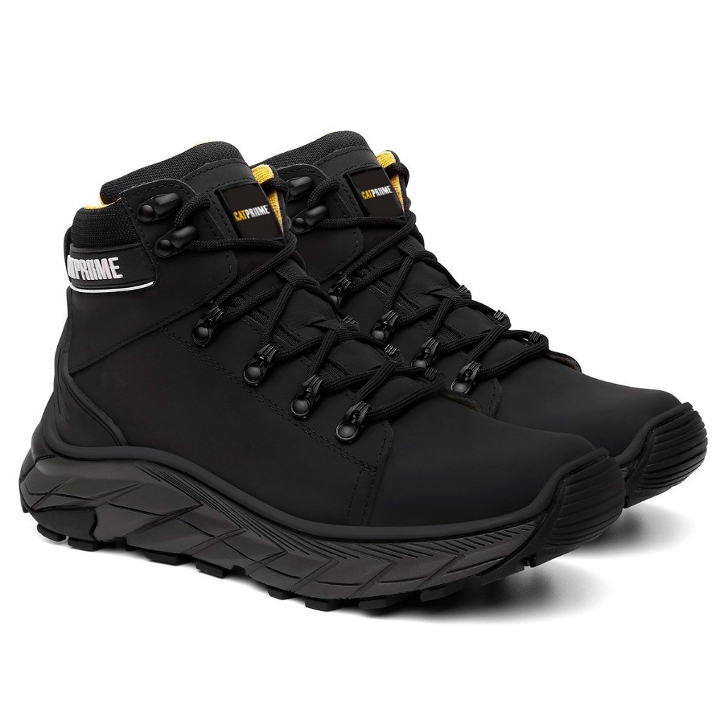 Bota Masculino em Couro Tênis Qualidade Cano Médio Com CA Confortável Promoção