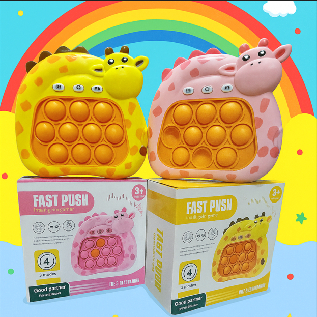 Brinquedo Pop It Eletrônico com Luz e Som – Fast Push Girafa, 4 Modos de Jogo