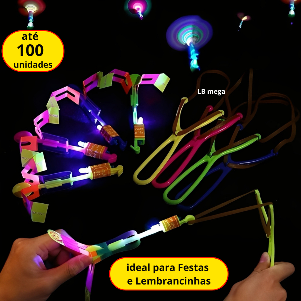 Kit 30 - 100 Avatar Voador De Led Com Estilingue Foguete Helicóptero Brinquedo de Criança