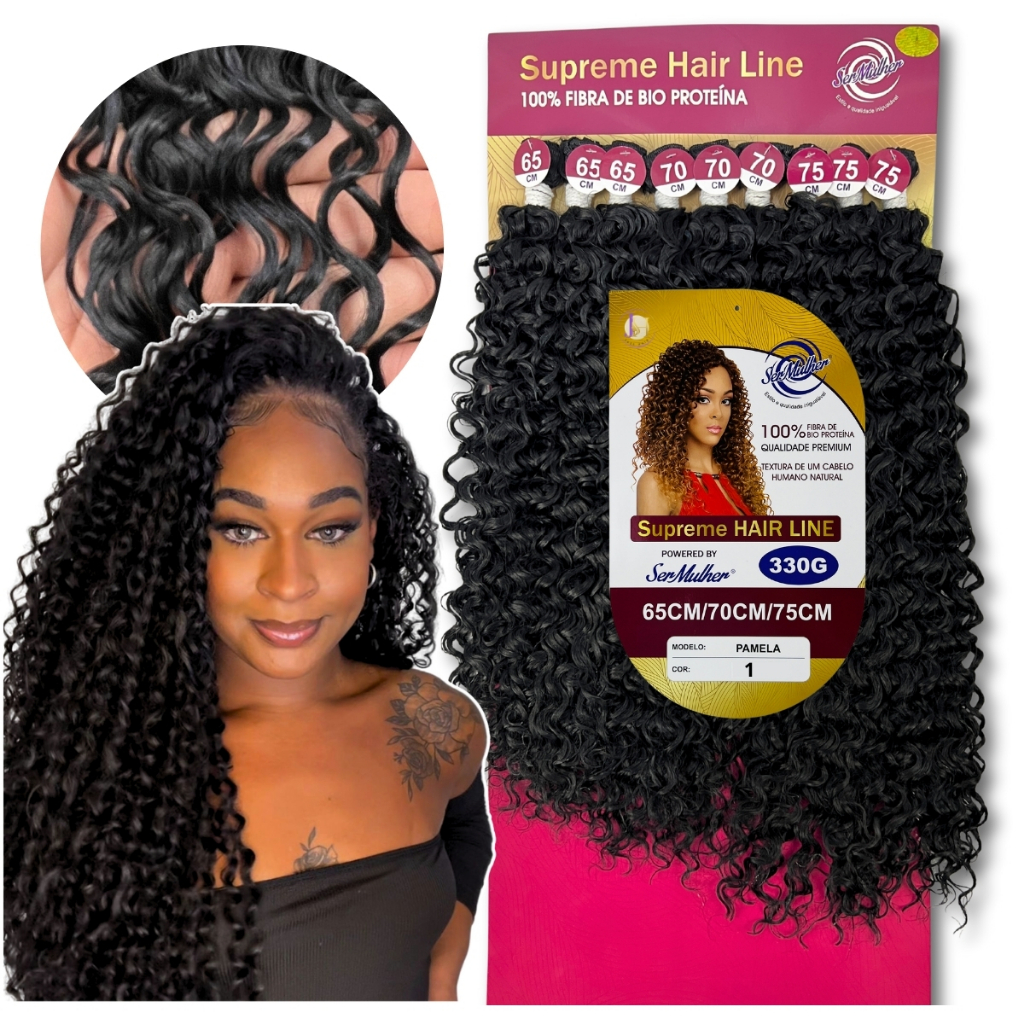 Cabelo Cacheado Fibra Bio Proteína Pamela Ser Mulher 75cm em Oferta na Shopee