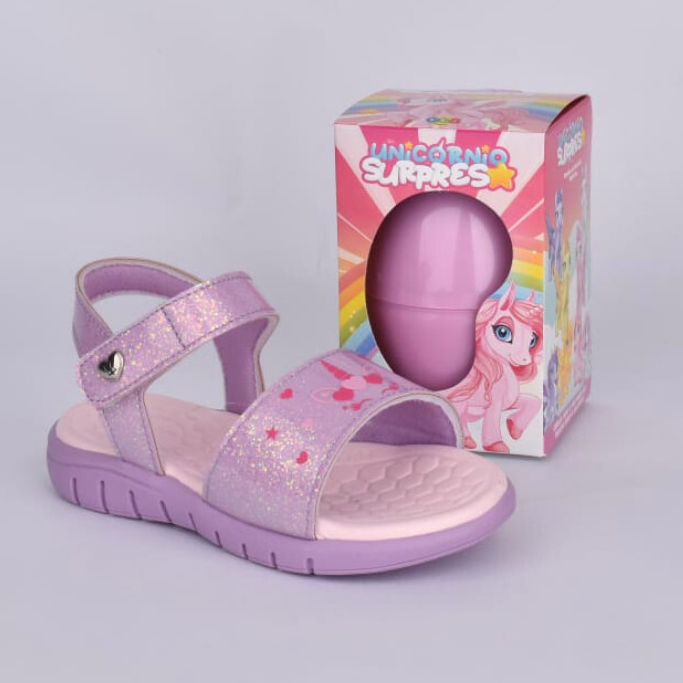 Sandália Papete Infantil Meninas Kidy Toys Unicório Lilás Glitter Brilho Ovo Surpresa Delicada em Oferta na Shopee