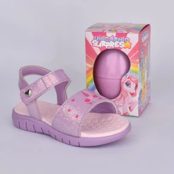 Sandália Papete Infantil Meninas Kidy Toys Unicório Lilás Glitter Brilho Ovo Surpresa Delicada