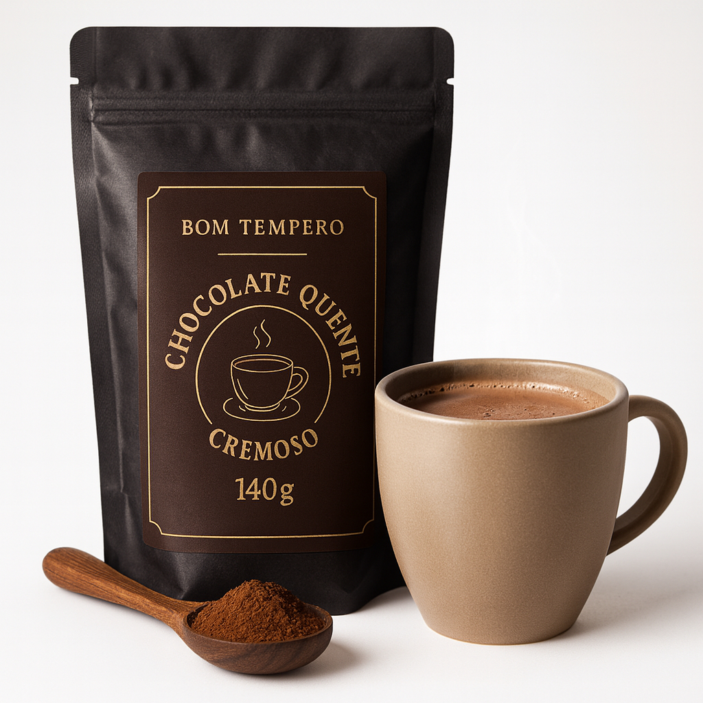 Chocolate Quente Artesanal com Canela – 140g ou 240g | Cremoso, Natural e Perfumado | Bom Tempero