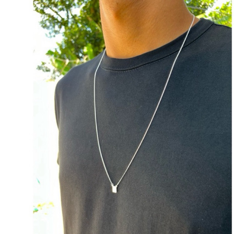 Escapulário Masculino 70 cm de prata pura 925 sagrado coração de Jesus Mini