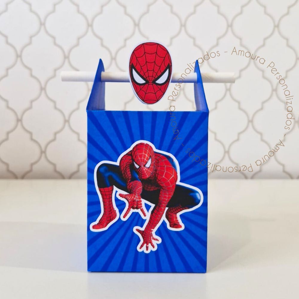 CAIXA CANUDO PERSONALIZADA PARA LEMBRANCINHAS HOMEM ARANHA | CAIXINHA | FESTA  | ANIVERSARIO