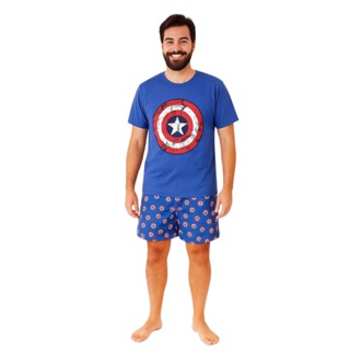 Pijama Masculino Verão Curto com Estampa Divertida Manga Curta E Short em Oferta na Shopee