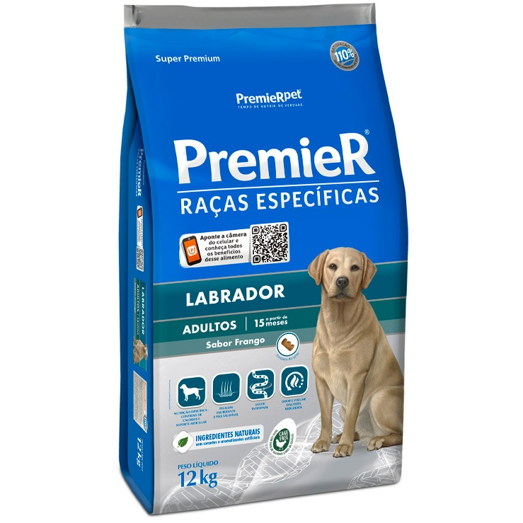 Ração Premier Para Cães Raças Labrador Adulto Frango 12kg