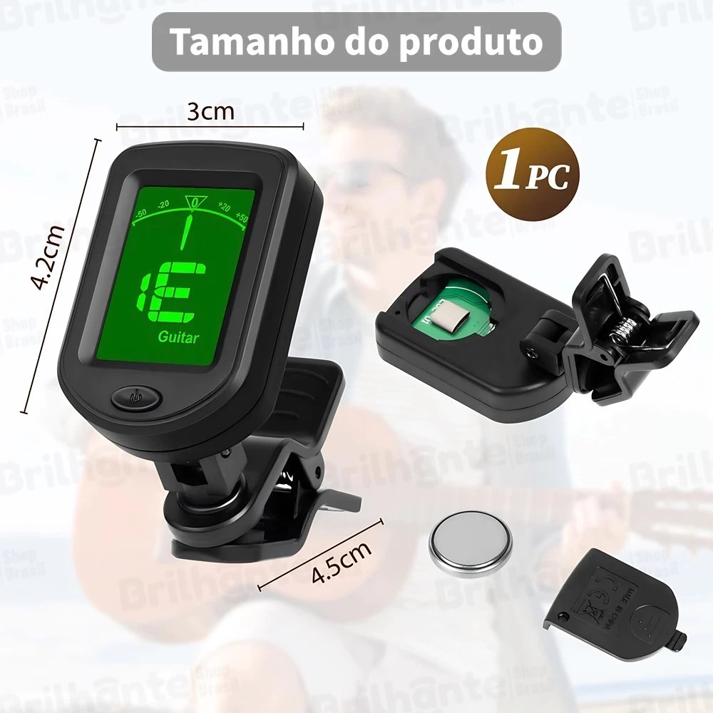 Imagem Afinador cromático digital Txp 100 Pro para violão guitarra violino ukulele contrabaixo com bateria