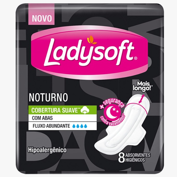 Absorvente Noturno Suave Com Abas Ladysoft - 8 Unidades em Oferta na Shopee