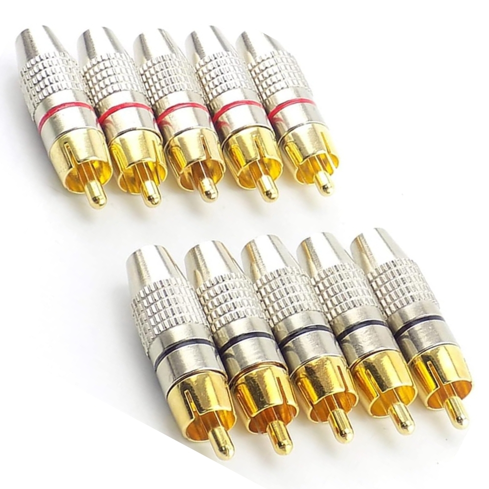 Kit Plug Rca Macho Dourado Metalico Profissional Gold em Oferta na Shopee