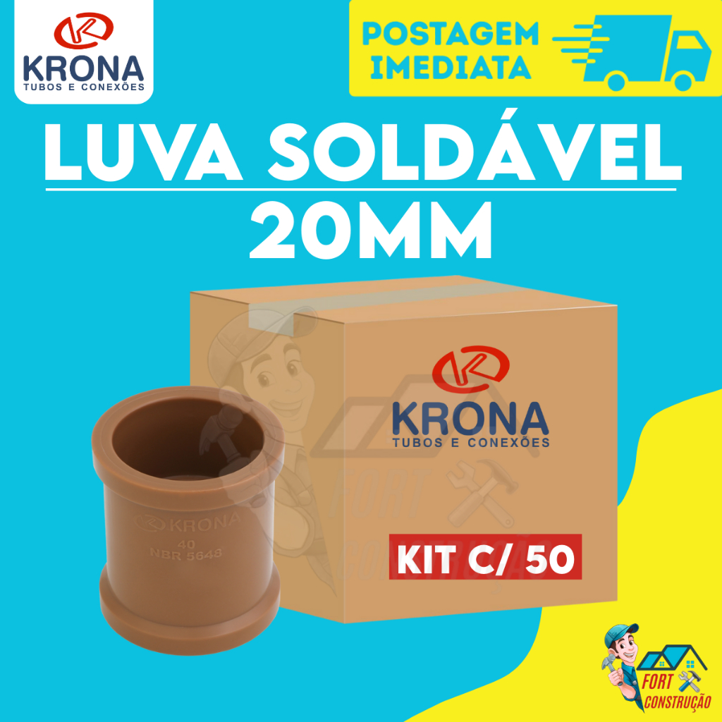 kit 10 | 25 | 50 peça luva soldavel 20mm 1/2 polegada krona plastubos em Oferta na Shopee