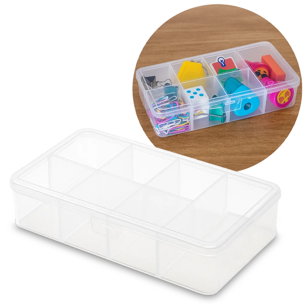 Box Organizador 7 Divisórias Tampa Fecho Polipropileno Usual Utilidades Avulso em Oferta na Shopee