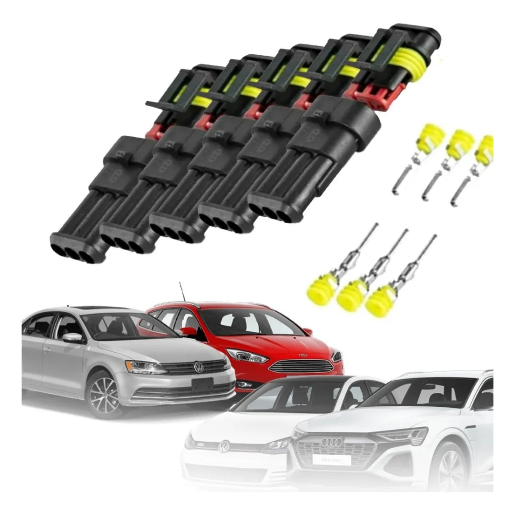 20 Plug Conector Automotivo 3 Vias Selado Prova D'agua M/f