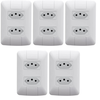 Kit 5 Tomadas Duplas 10A 4x2 Tramontina Linha Aria Branco em Oferta na Shopee