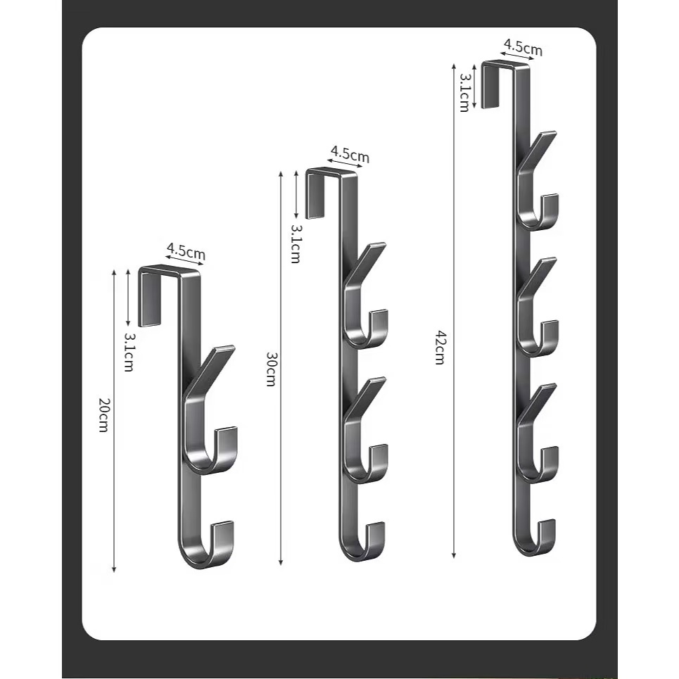 Gancho de Metal para Porta Multiuso com Múltiplos Ganchos