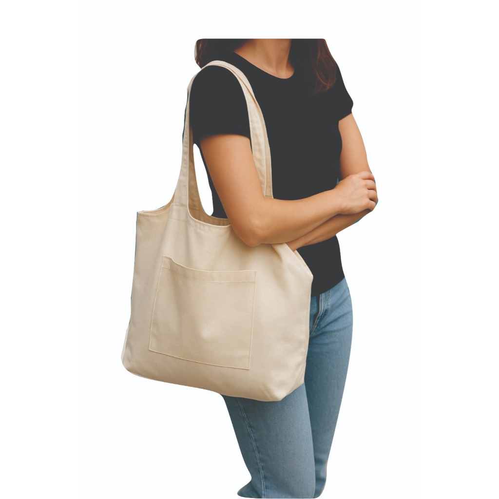 KIT 5 Bolsa ecologica com bolso frontal Sacola ecobag 100% algodão cru ideal para bordados, pinturas