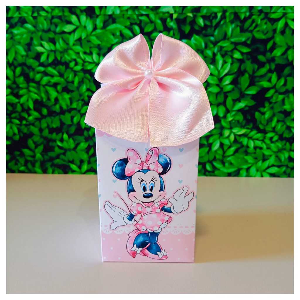 10 Caixa Milk Personalizada - Tema Minnie Rosa Aquarela - PEGUE E MONTE | Lembrancinha Infantil | Festa | Aniversário