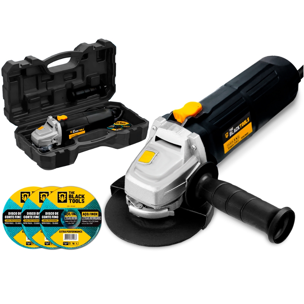 Esmerilhadeira Lixadeira Angular 710w Com Discos E Maleta The Black Tools em Oferta na Shopee