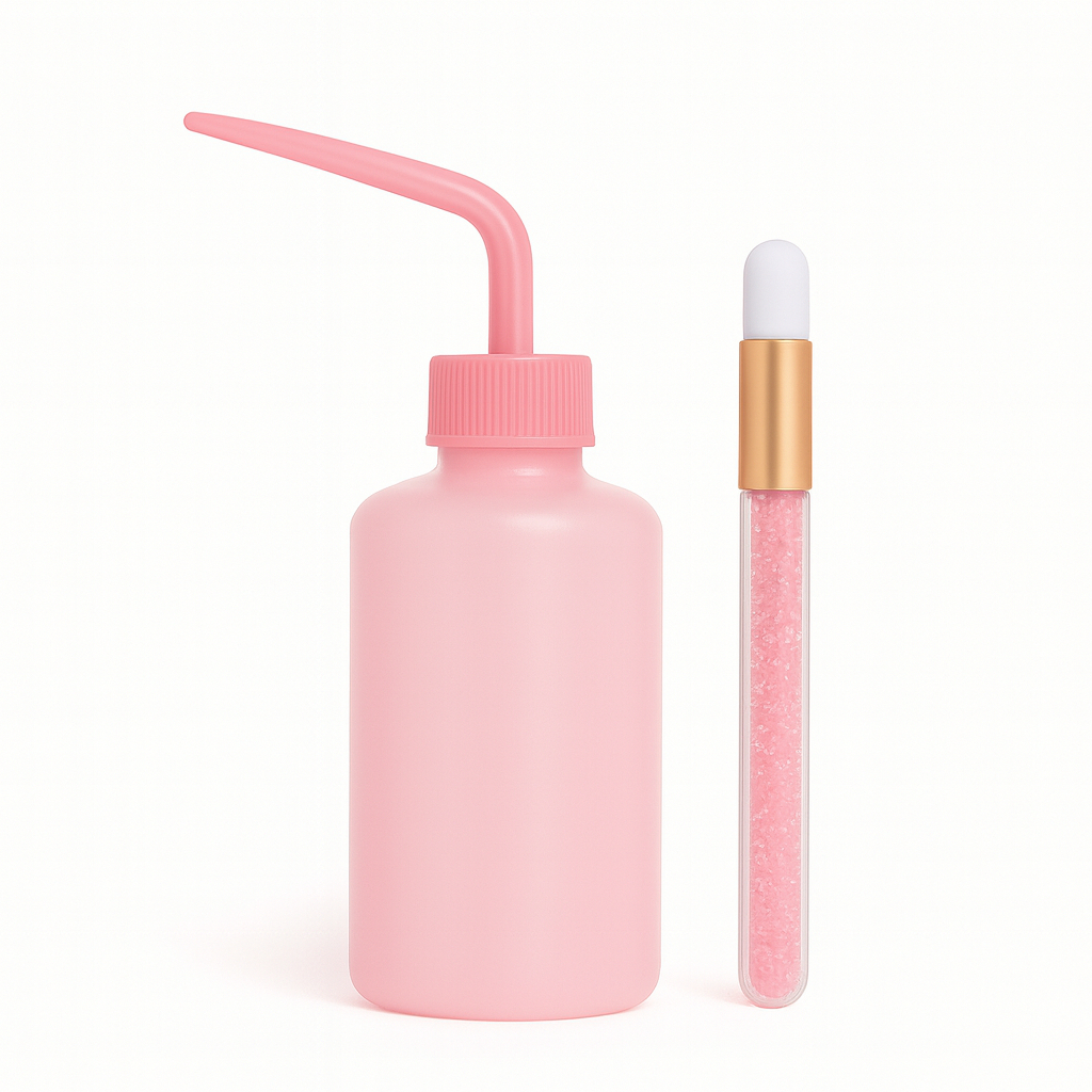 Kit Pisseta e Pincel Rosa – Higienização Profissional para Extensão de Cílios em Oferta na Shopee