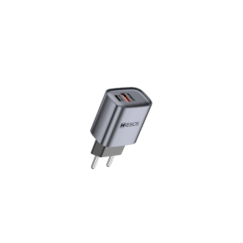 Carregador Fonte Turbo PD 20W Duplo USB C e USB Para iPhone 11 12 13 14 HREBOS HS-232