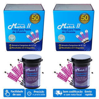 Kit 100 Tiras De Glicemia Match Ii Para Aparelho Ok Meter fitas reagentes Match 2 em Oferta na Shopee