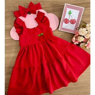 Vestido infantil Maria menina luxo cerejinha casual cereja festa criança rodado em Oferta na Shopee