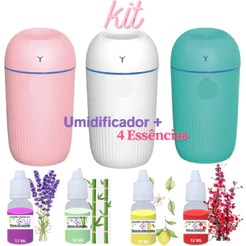 KIT Umidificador Aromatizador GRANDE 420ml + 4 Essências | Difusor Discreto/Egg| Aromas 12ml