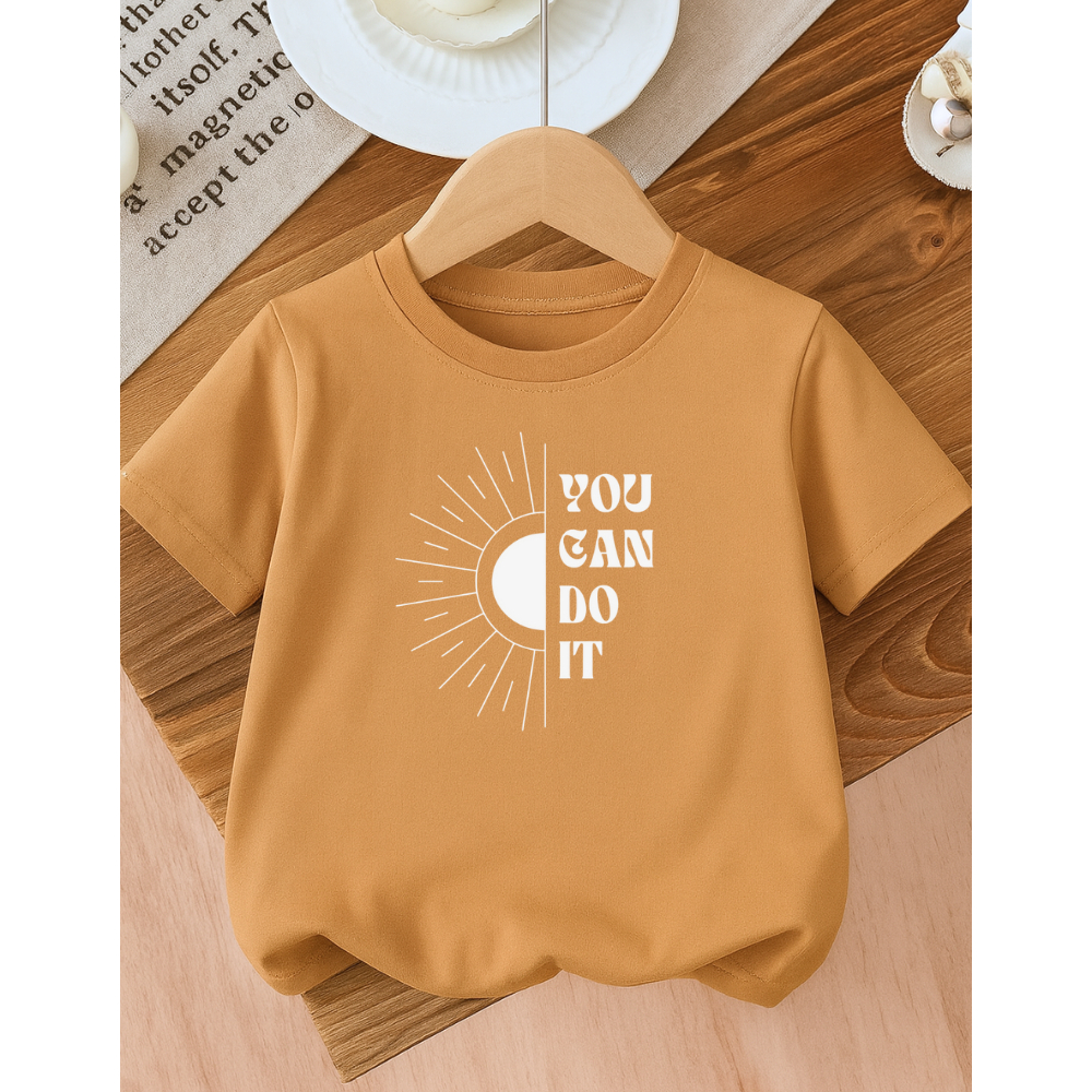Camiseta Algodão Infantil Estampada Feminina You Can Do It 342 Dia a Dia Passeio Lazer Presente Dia das Crianças