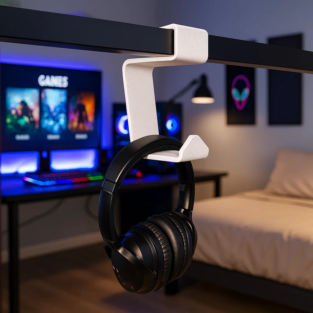 Suporte Mesa Headset Fones Gamer Acessório Informática Útil Visual Moderno Base Prática Quarto Escritório Tecnologia Lar