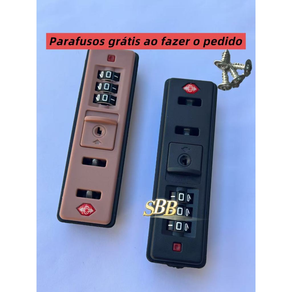 Imagem Cadeado TSA Segredo Numérico com 3 Números Embutida para Malas de Viagem