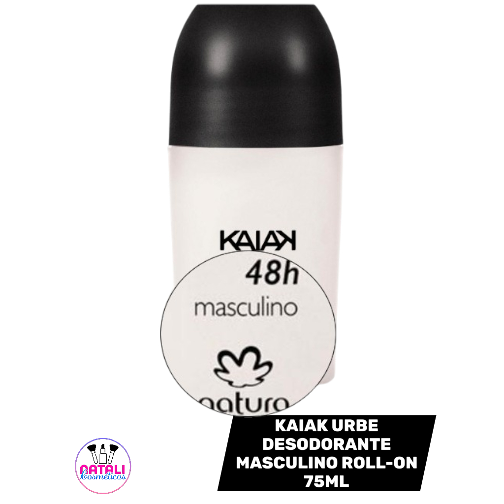Desodorante Masculino Natura Kaiak Urbe Roll-On 48h de Proteção Invisível sem Manchas 75ml