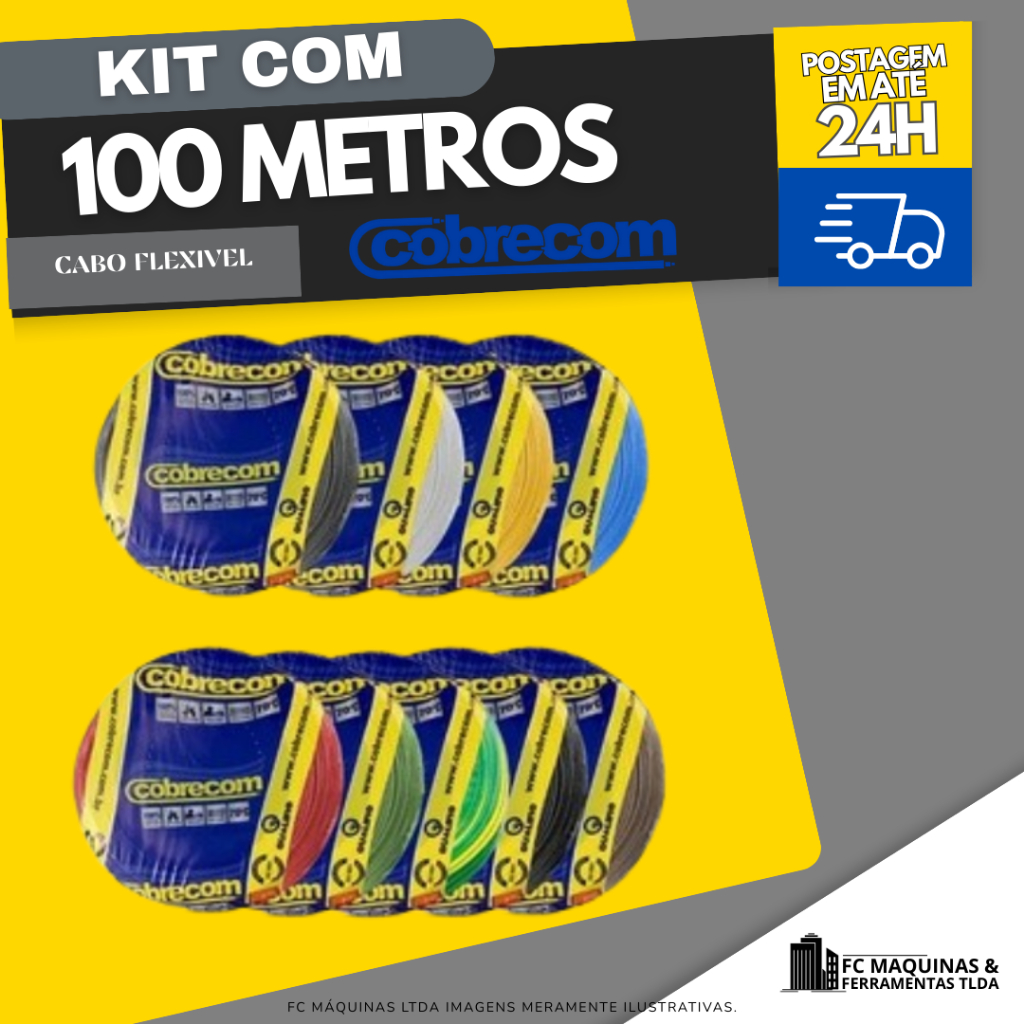Rolo 100 Metros Fio Cabo Eletrico Flexivel 1,5mm 2,5 mm 4,0mm 6,0mm Cobrecom Selo Inmetro Antichamas em Oferta na Shopee