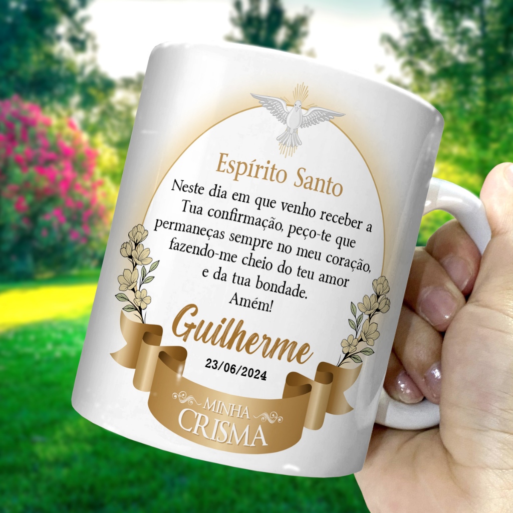 Caneca de Porcelana 325ml Personalizada Crisma Nome e Frase Editável — imagem 2 de 2