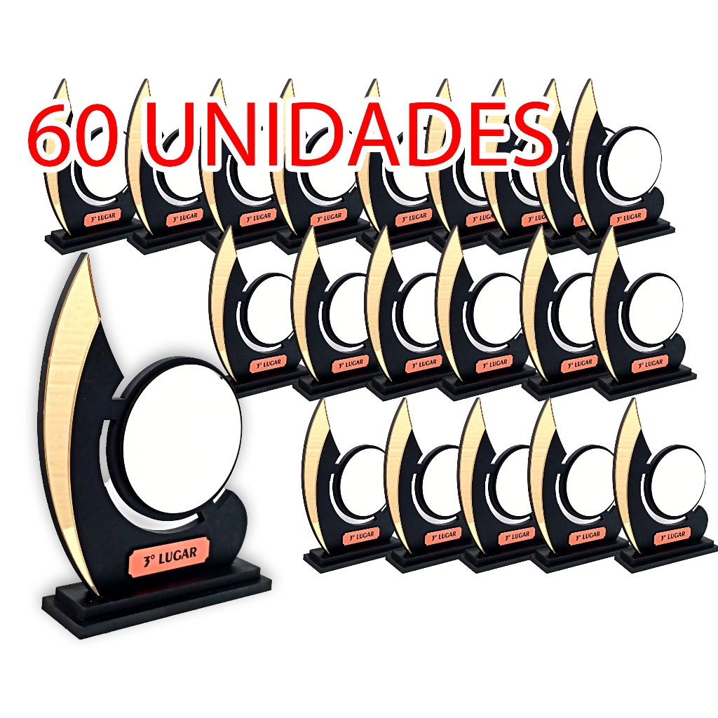 Kit 40 50 60 80  90 Troféus 18 Cm De Premiação Moderno Em Mdf E Acrílico Vários modelos em Oferta na Shopee