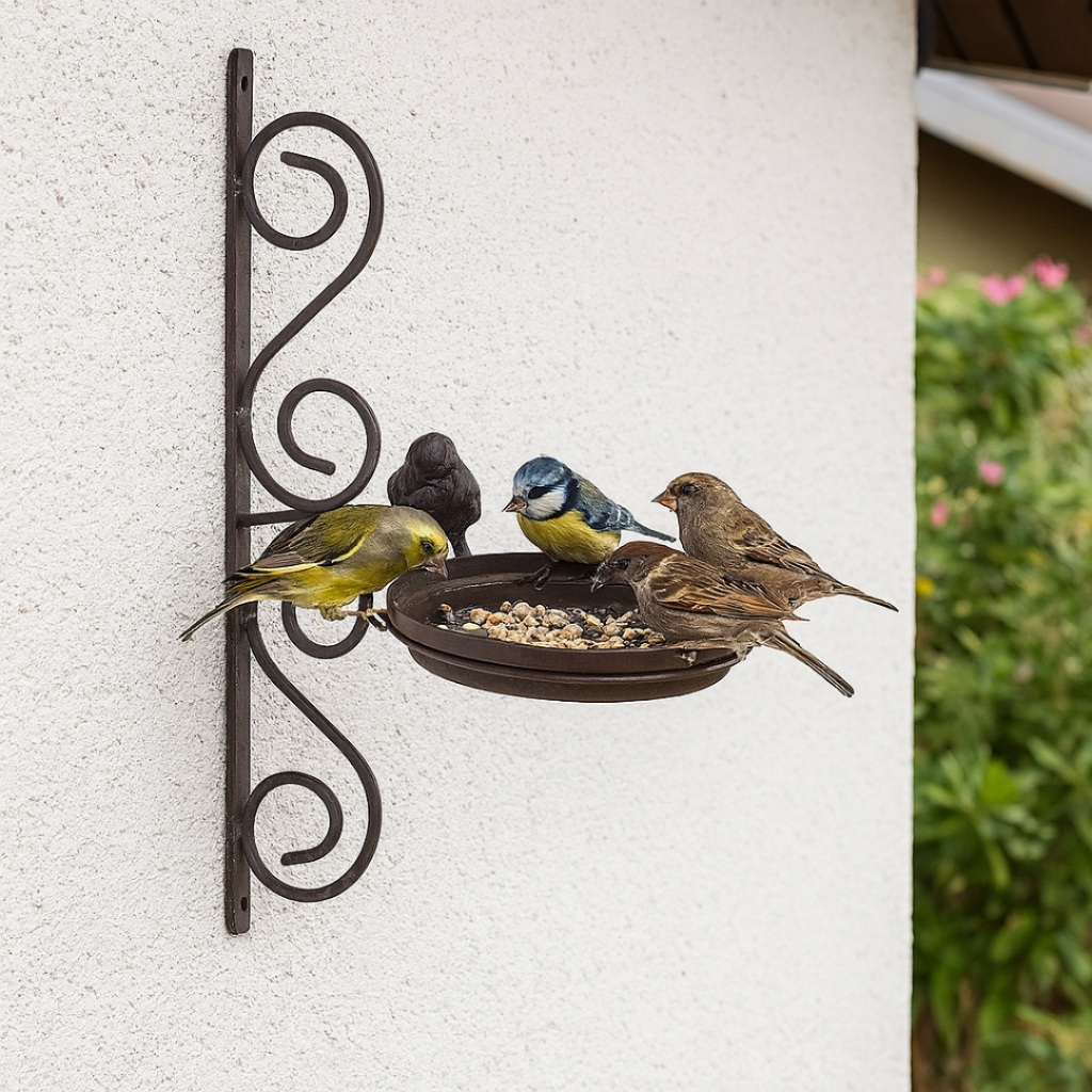Comedouro De Parede Pássaros Ferro Marrom Decorativo Jardim Varanda Quintal Alimentação Farmhouse