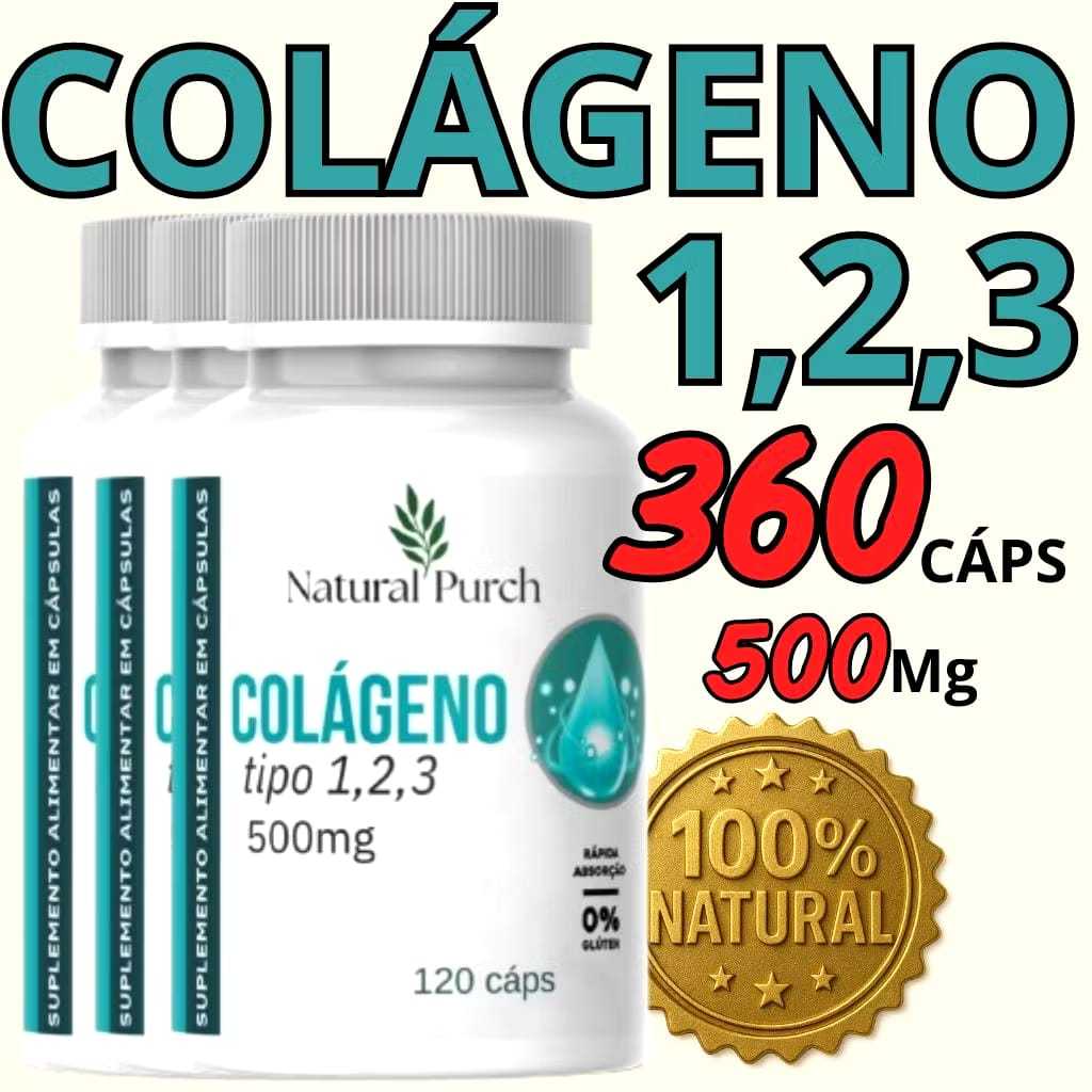 Colágeno Tipo 1,2,3 500mg  com 120 Cápsulas ORIGINAL em Oferta na Shopee