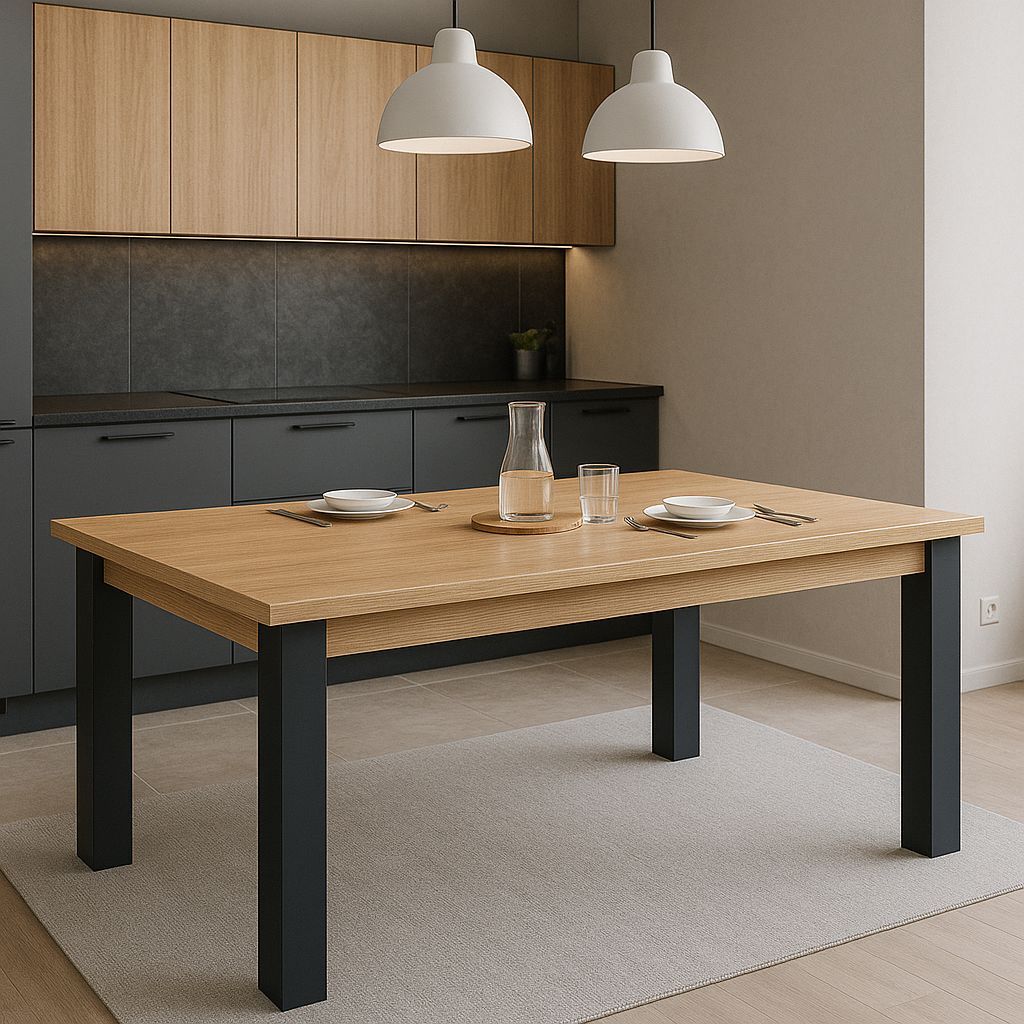 Mesa Rústica com Tampo e Pés de Madeira – Ideal para Sala de Jantar em Oferta na Shopee