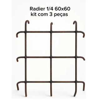 Radier Sapata de vergalhão ferro aço 1/4 (6.3mm) 60x60 kit com 3 peças