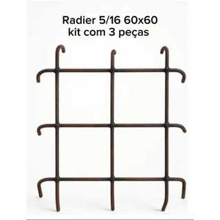 Radier Sapata de vergalhão ferro aço 5/16 (8mm) 60x60 kit com 3 peças