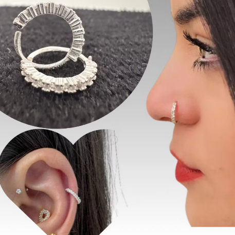 Piercing Prata Nariz Cravejado Helix Conch Argola Cravejada em Oferta na Shopee